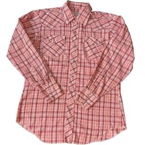 Vintage H Bar C Ranchwear Pearl Snap Shirt Small 16x35 Cowboy Grunge Western USA